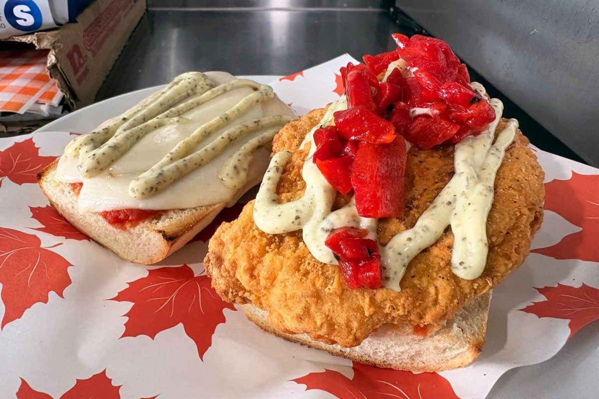 Breaded chicken cutlet subs with roasted red peppers
