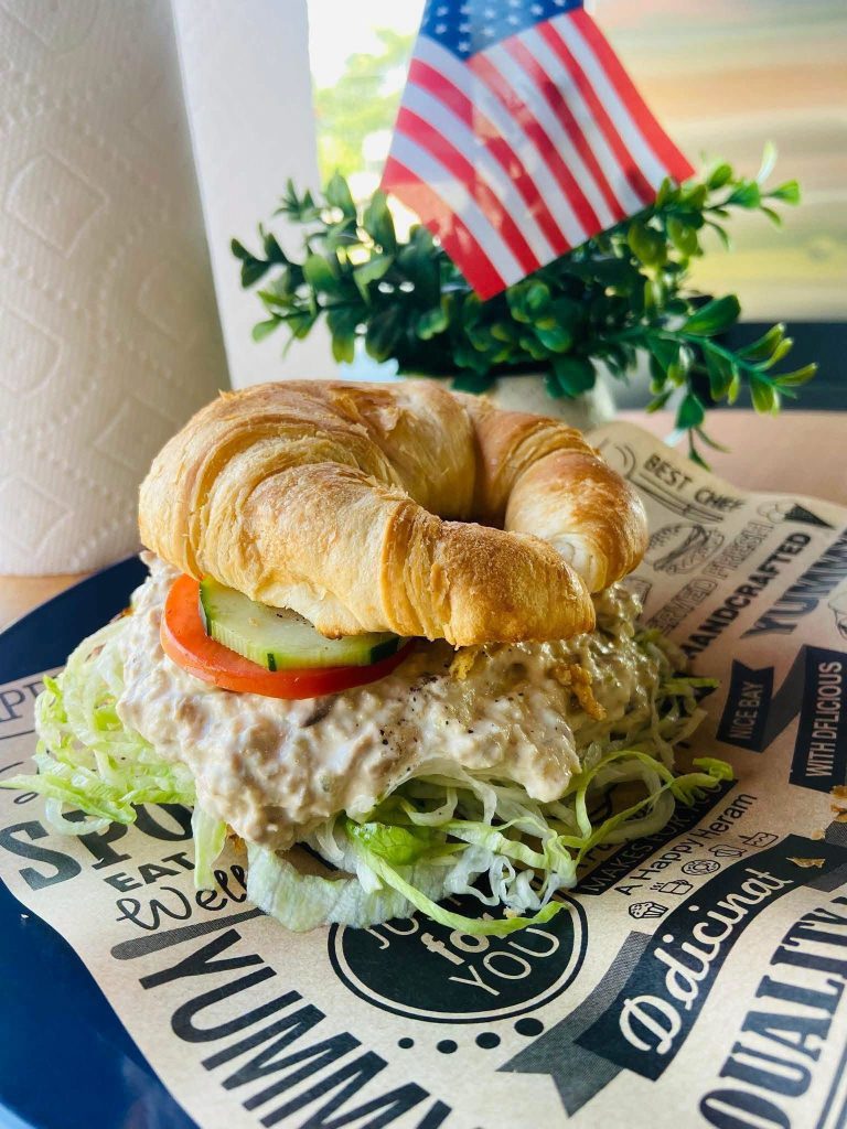 Chicken salad croissant sandwich