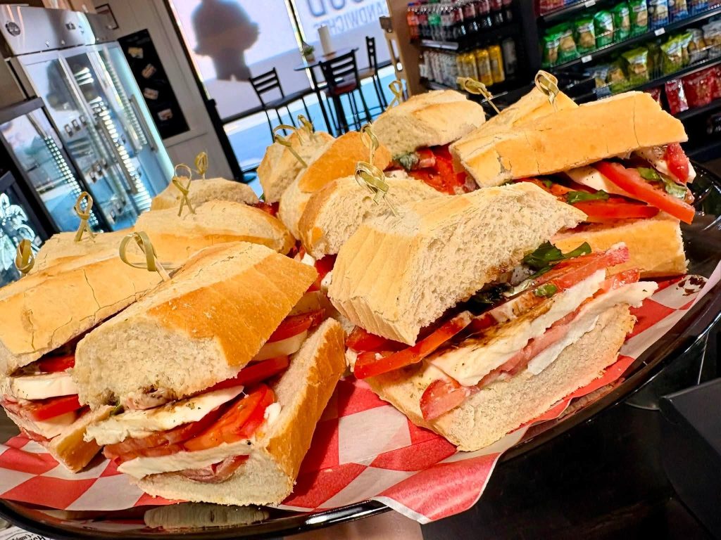 Platter of cut 20 inch subs