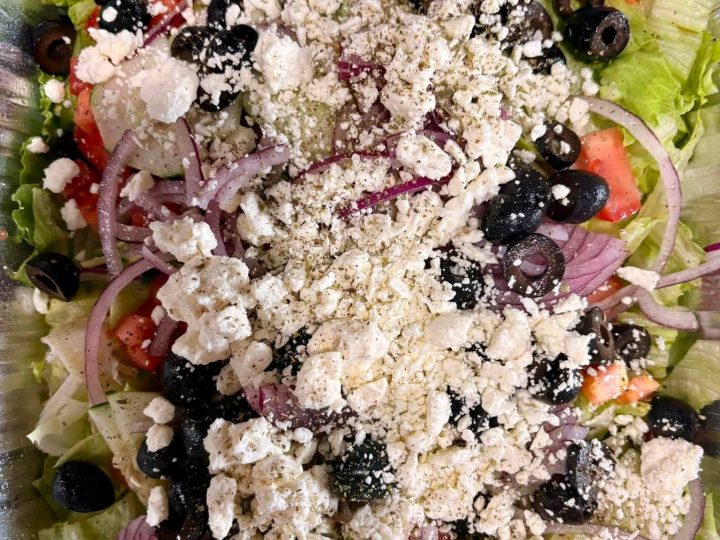 Greek salad with feta and black olives