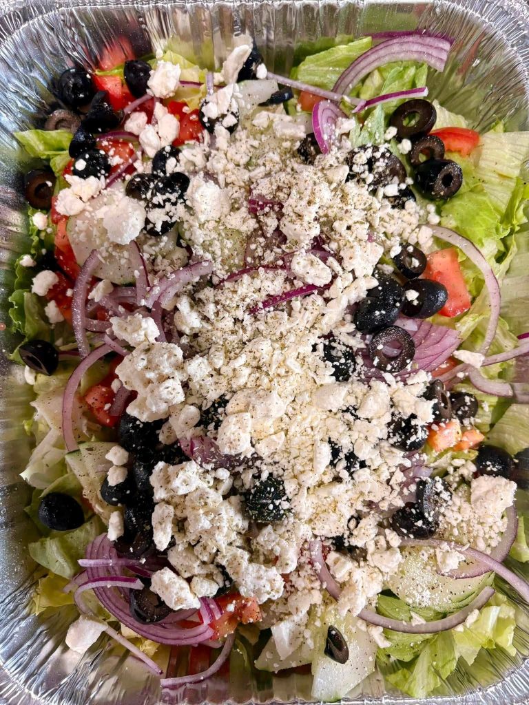 Greek salad with feta and black olives