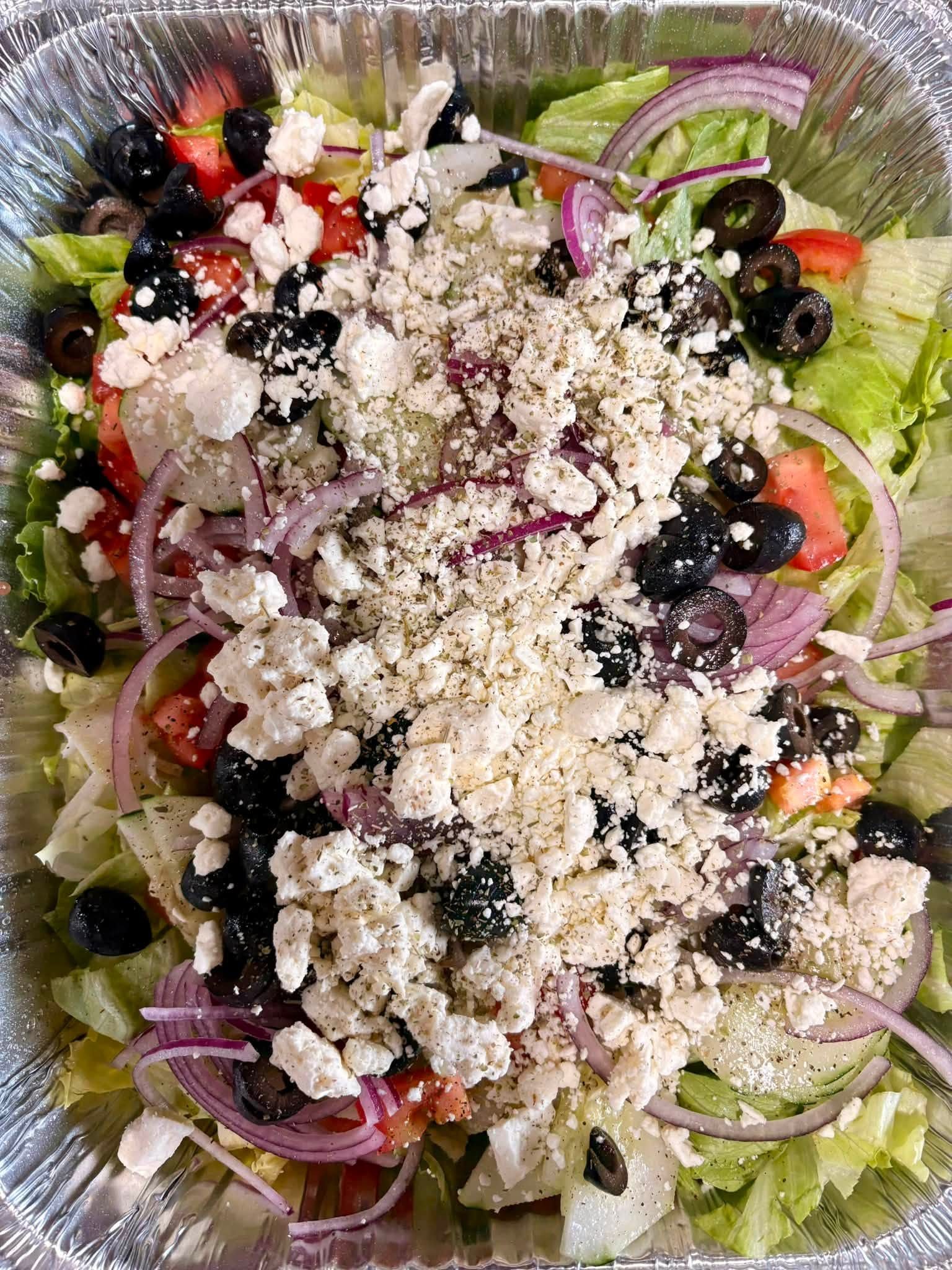 Greek salad with feta and black olives