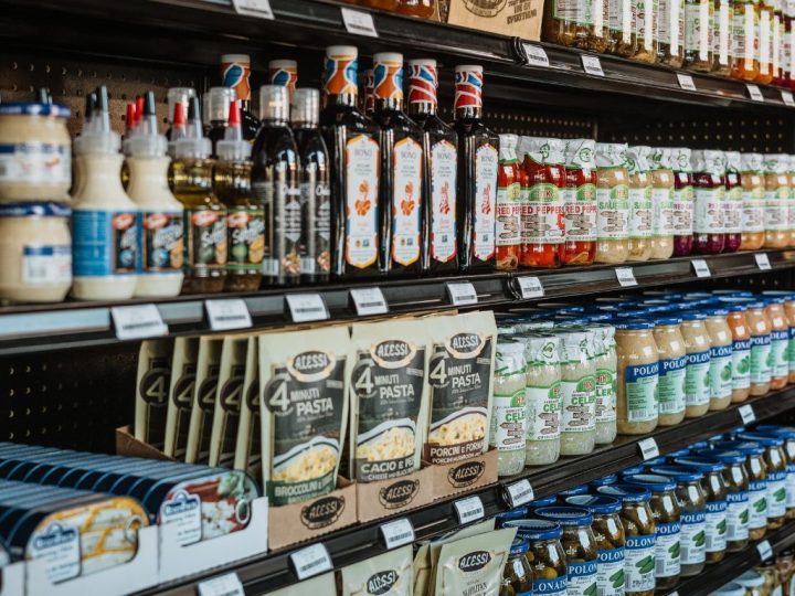 Shelves of Italian groceries