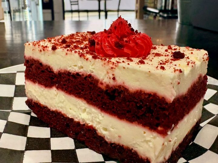 Slice of red velvet cake