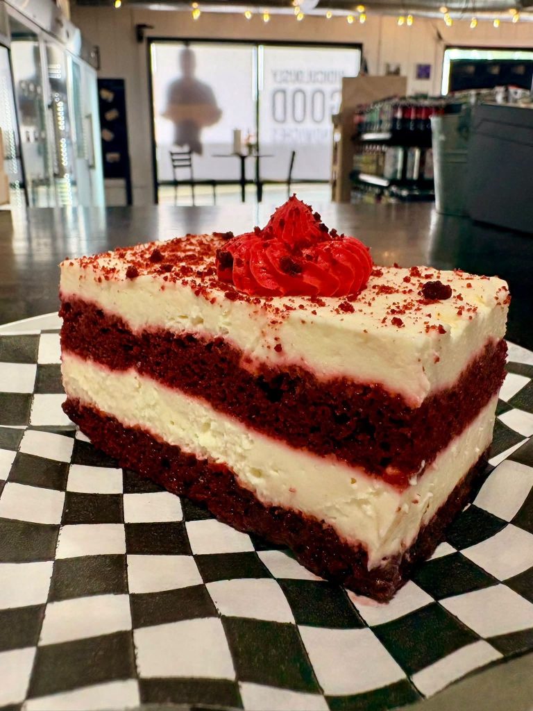 Slice of red velvet cake