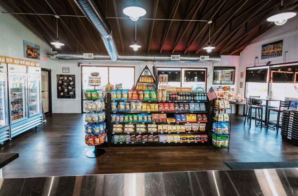 Shop aisle and cold cases