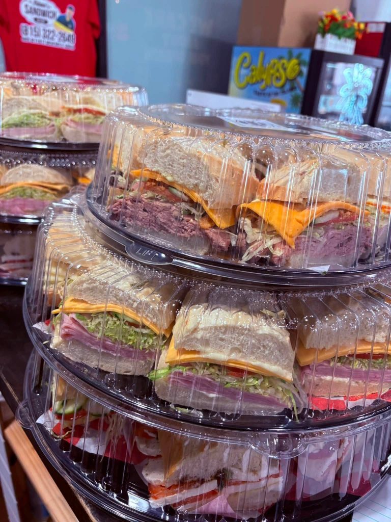 Stacked sub sandwich trays