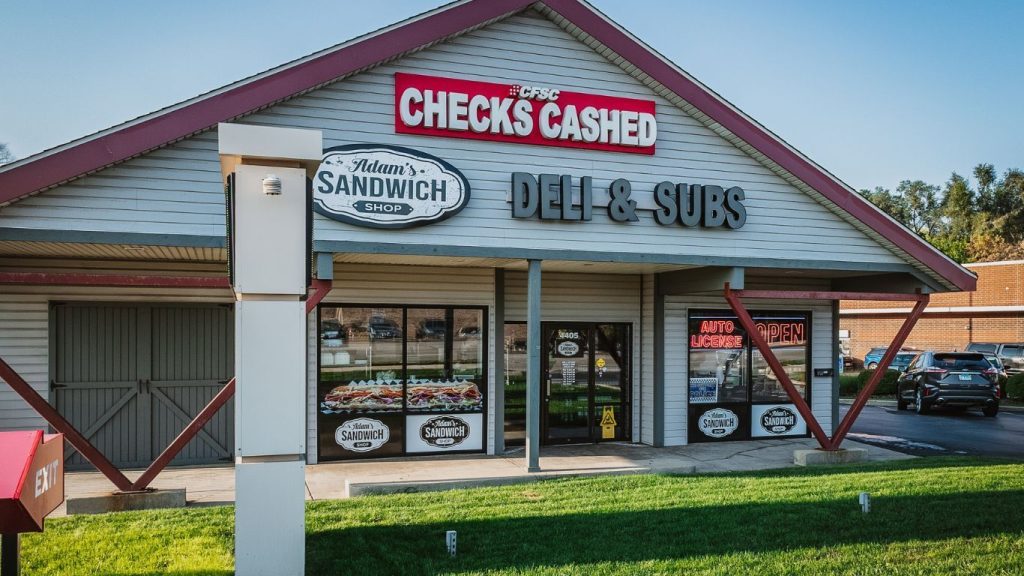 Adam's Sandwich Shop storefront on W. Elm Street in McHenry
